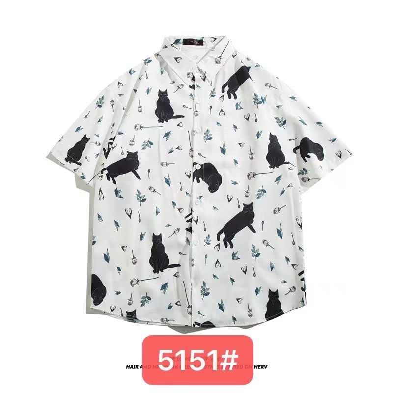 Muška havajska košulja kratkih rukava od ice silk, ljeto, cvjetni print, širok kroj
