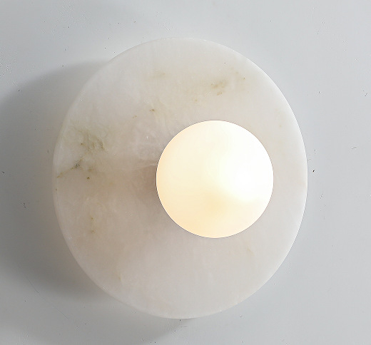 Lampa de perete cu disc din marmură naturală, pentru dormitor și sufragerie – iluminat ambiental minimalist modern