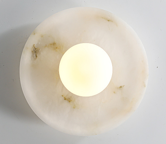 Lampa de perete cu disc din marmură naturală, pentru dormitor și sufragerie – iluminat ambiental minimalist modern