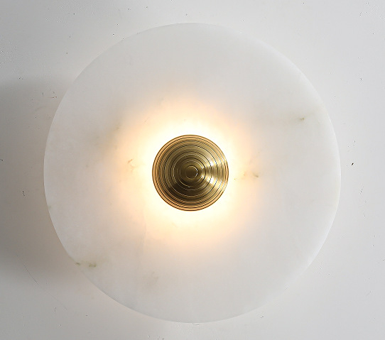 Lampa de perete cu disc din marmură naturală, pentru dormitor și sufragerie – iluminat ambiental minimalist modern