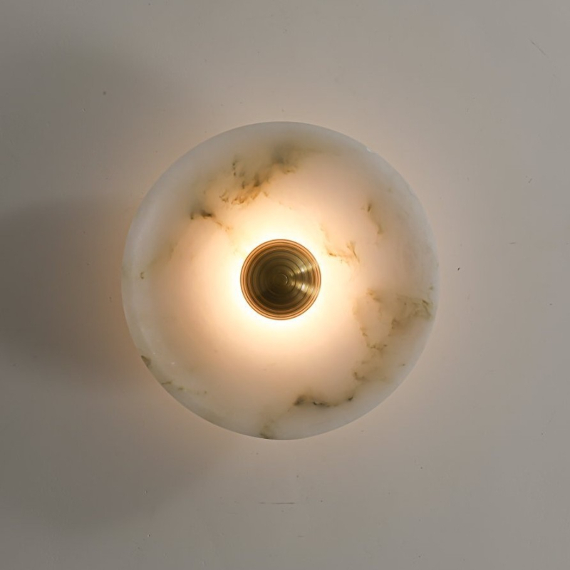 Lampa de perete cu disc din marmură naturală, pentru dormitor și sufragerie – iluminat ambiental minimalist modern