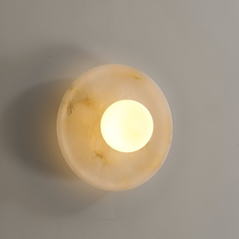 Lampa de perete cu disc din marmură naturală, pentru dormitor și sufragerie – iluminat ambiental minimalist modern