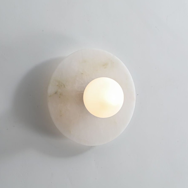 Lampa de perete cu disc din marmură naturală, pentru dormitor și sufragerie – iluminat ambiental minimalist modern