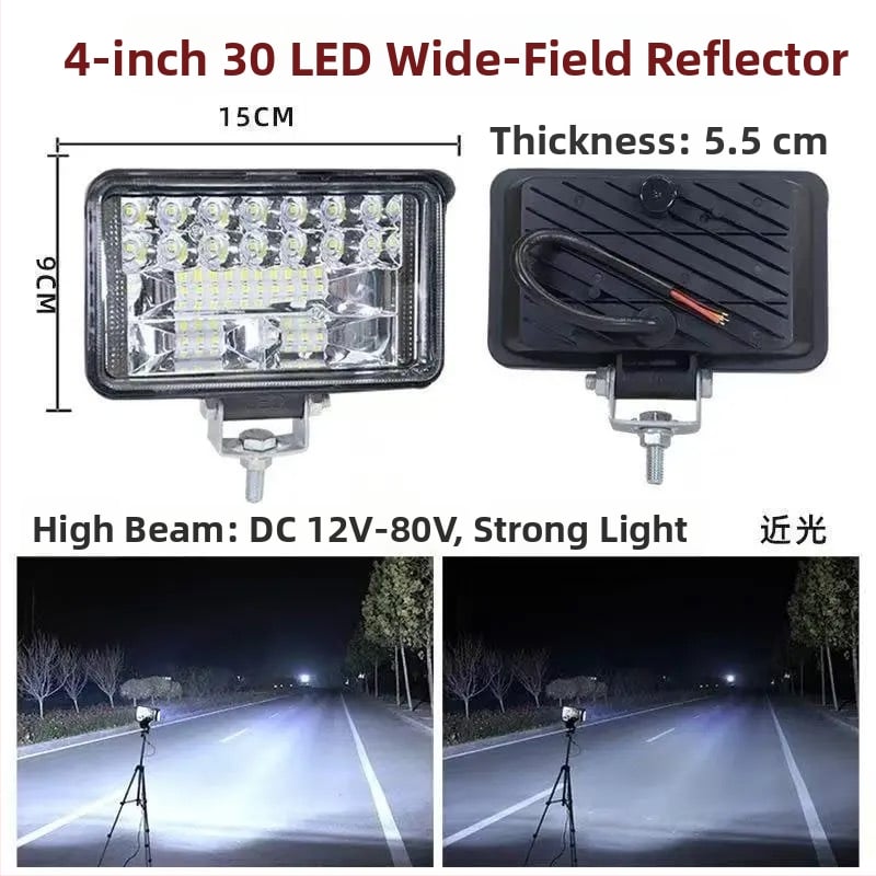 Alumínium házú LED-reflektor járművekhez – univerzális 12-80V, autókra, teherautókra, ásógépekre, mezőgazdasági járművekre és targoncákra