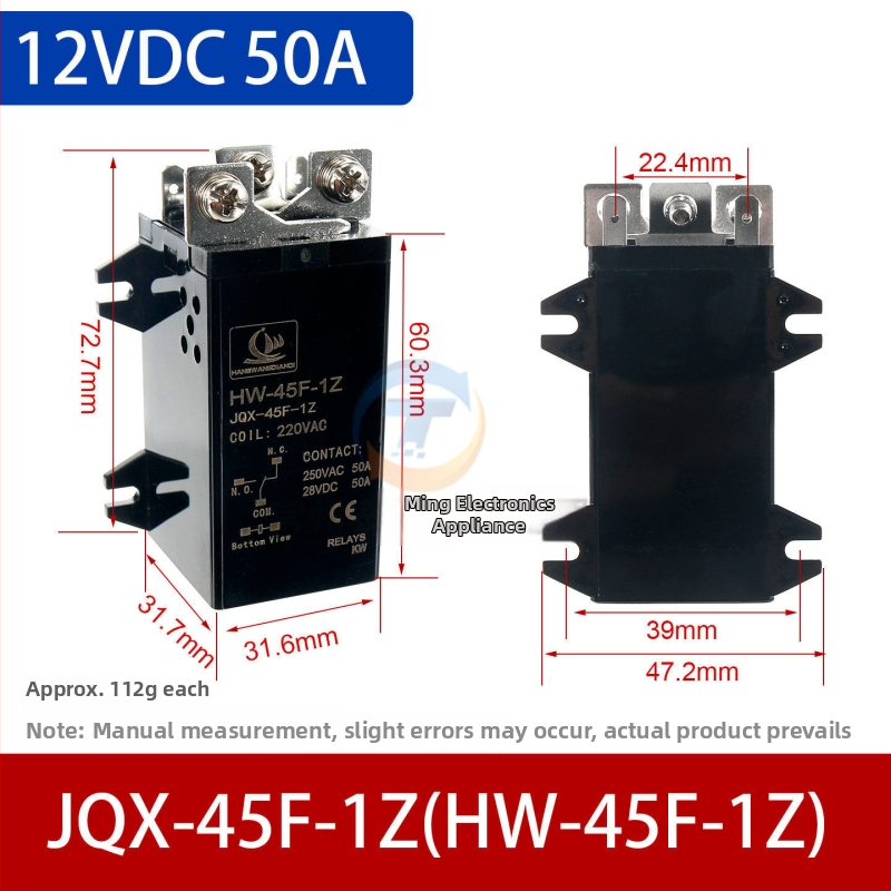 Vysokovýkonné relé JQX-60F, 60 A, cievka 12 V DC alebo 24 V DC, 220 V AC