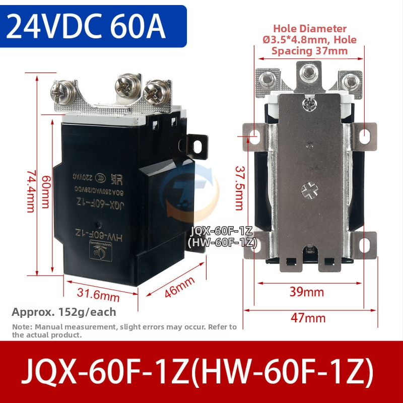 Vysokovýkonné relé JQX-60F, 60 A, cievka 12 V DC alebo 24 V DC, 220 V AC