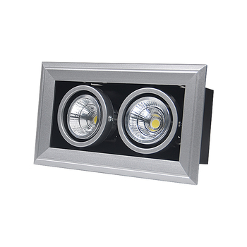 COB lampica s rešetkom, dvostruka glava, LED ugrađena, aluminijski kvadratni stropni panel, crna