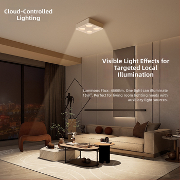 Downlight πλήρους φάσματος με τέσσερα τετράγωνα κεφάλια, οροφή-μόνταριστό LED προβολέας κατά της λάμψης