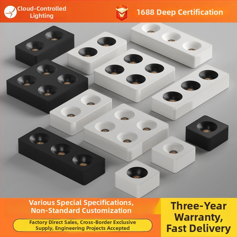 Downlight πλήρους φάσματος με τέσσερα τετράγωνα κεφάλια, οροφή-μόνταριστό LED προβολέας κατά της λάμψης