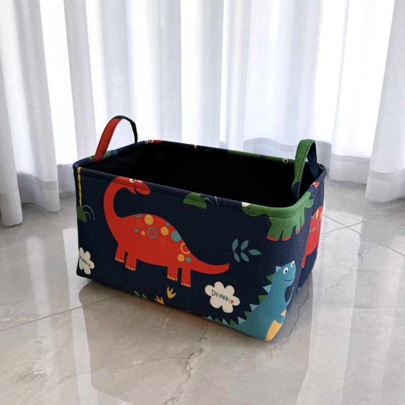 Dinoszaurusz mintás textil játék tárolókosár készlet, 3 darabos, háromrétegű ruházati szervezőkosár és ruhaszennyes kosár