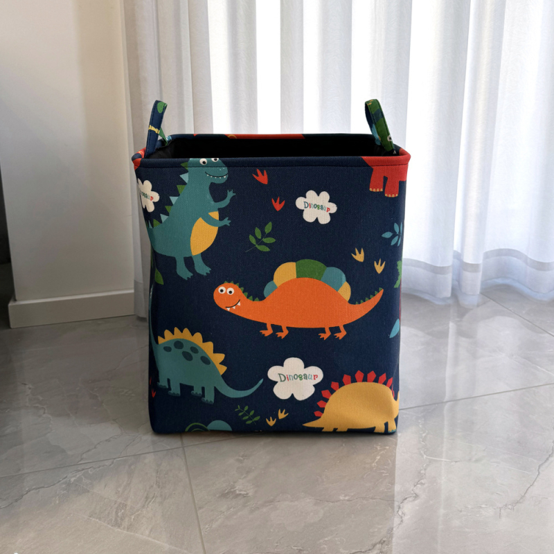 Dinoszaurusz mintás textil játék tárolókosár készlet, 3 darabos, háromrétegű ruházati szervezőkosár és ruhaszennyes kosár