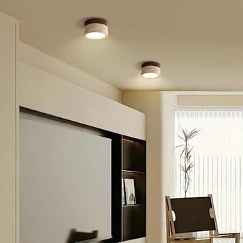 Νέο ultra-λεπτό επιφανειακό downlight σε στυλ Wabi-Sabi για ρετρό υπνοδωμάτιο και σαλόνι, φινίρισμα κίτρινο τραβερτίνης