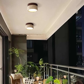 Νέο ultra-λεπτό επιφανειακό downlight σε στυλ Wabi-Sabi για ρετρό υπνοδωμάτιο και σαλόνι, φινίρισμα κίτρινο τραβερτίνης