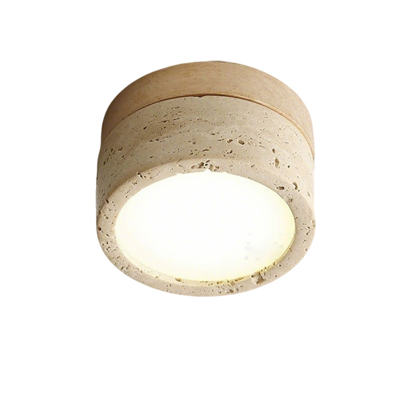 Νέο ultra-λεπτό επιφανειακό downlight σε στυλ Wabi-Sabi για ρετρό υπνοδωμάτιο και σαλόνι, φινίρισμα κίτρινο τραβερτίνης