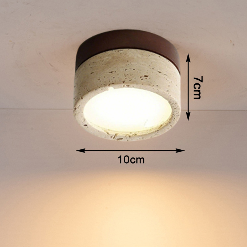 Νέο ultra-λεπτό επιφανειακό downlight σε στυλ Wabi-Sabi για ρετρό υπνοδωμάτιο και σαλόνι, φινίρισμα κίτρινο τραβερτίνης