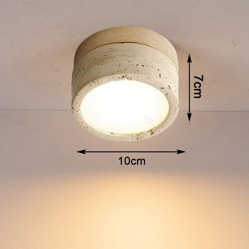 Νέο ultra-λεπτό επιφανειακό downlight σε στυλ Wabi-Sabi για ρετρό υπνοδωμάτιο και σαλόνι, φινίρισμα κίτρινο τραβερτίνης