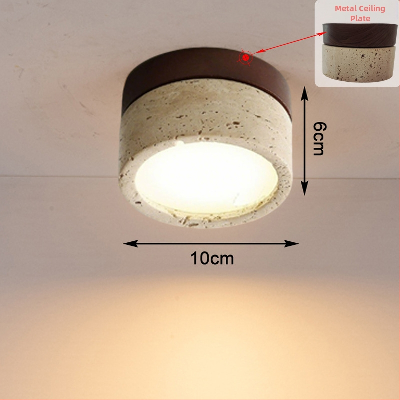 Νέο ultra-λεπτό επιφανειακό downlight σε στυλ Wabi-Sabi για ρετρό υπνοδωμάτιο και σαλόνι, φινίρισμα κίτρινο τραβερτίνης