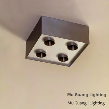 Баухаус вдъхновена ретро LED повърхностно монтирана downlight, квадратна таванна лампа за хол и спалня, алуминиево тяло, акрилен дифузьор, 220V, CRI≥95