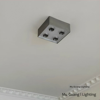 Баухаус вдъхновена ретро LED повърхностно монтирана downlight, квадратна таванна лампа за хол и спалня, алуминиево тяло, акрилен дифузьор, 220V, CRI≥95