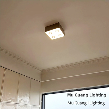 Баухаус вдъхновена ретро LED повърхностно монтирана downlight, квадратна таванна лампа за хол и спалня, алуминиево тяло, акрилен дифузьор, 220V, CRI≥95