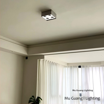 Баухаус вдъхновена ретро LED повърхностно монтирана downlight, квадратна таванна лампа за хол и спалня, алуминиево тяло, акрилен дифузьор, 220V, CRI≥95