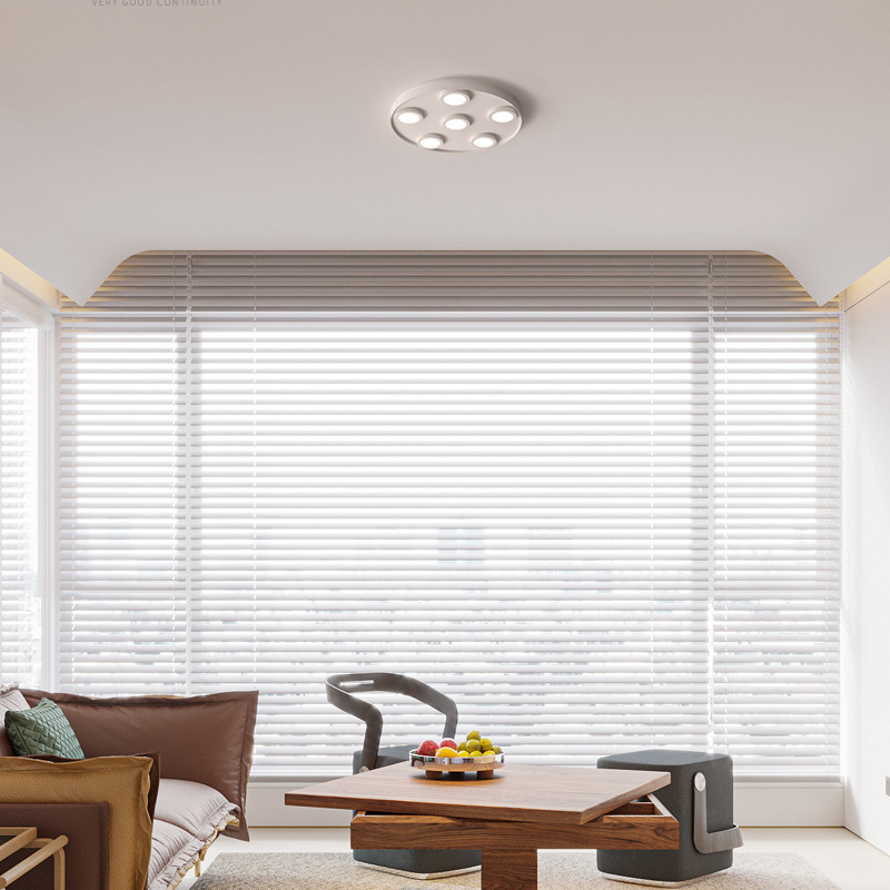 Υπερ-λεπτό LED κυκλικό οροφής downlight, αντιθαμπό, με τρεις κεφαλές, μοντέρνος μινιμαλιστικός σχεδιασμός, επιφανειακή εγκατάσταση, κατάλληλο για υπνοδωμάτιο και σαλονι, χωρίς κεντρικό φως