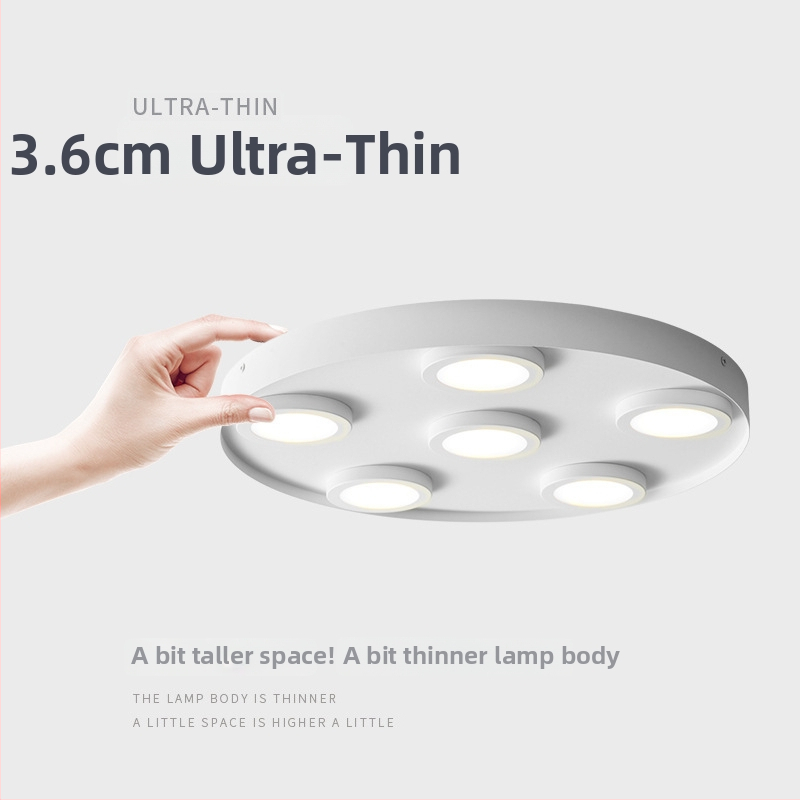 Ultratenké okrúhle LED stropné svietidlo s tromi hlavami, antireflexné, minimalistický moderný dizajn, prisadené, do spálne a obývačky, bez centrálneho svetla