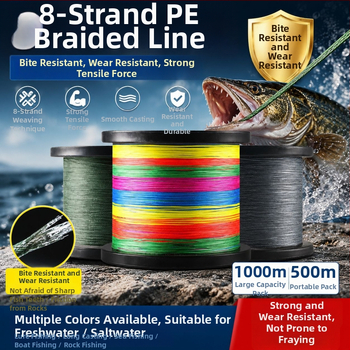 Conrad 1000 m linie de pescuit PE multicolor, linie principală împletită Dyneema, 8 fibre