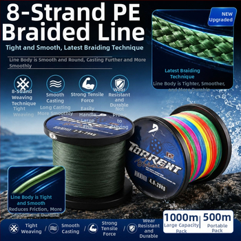 Conrad 1000 m linie de pescuit PE multicolor, linie principală împletită Dyneema, 8 fibre