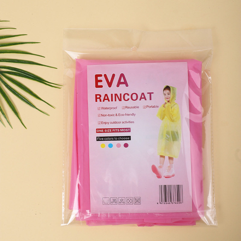 Gyerek EVA esőponcho, vízálló kapucnis esőruha kültéri használatra