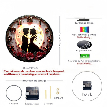 Ceas de perete din acril transparent, cadran alb pur, aspect DIY, cadran gol pentru imprimare personalizată