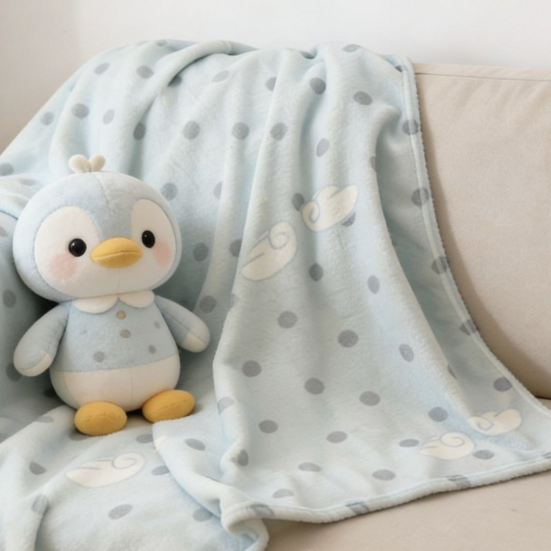 Flanell pléd pöttyös mintával és apró szárnyacskákkal, koreai stílus, iroda klímával, kollégium, pihenőtakaró, vékony