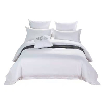 Bijeli hotelski set posteljine, 4 komada, pamuk 60s, saten tkanina, reaktivno bojanje