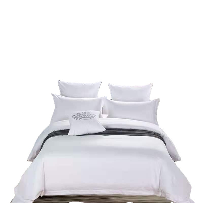 Bijeli hotelski set posteljine, 4 komada, pamuk 60s, saten tkanina, reaktivno bojanje
