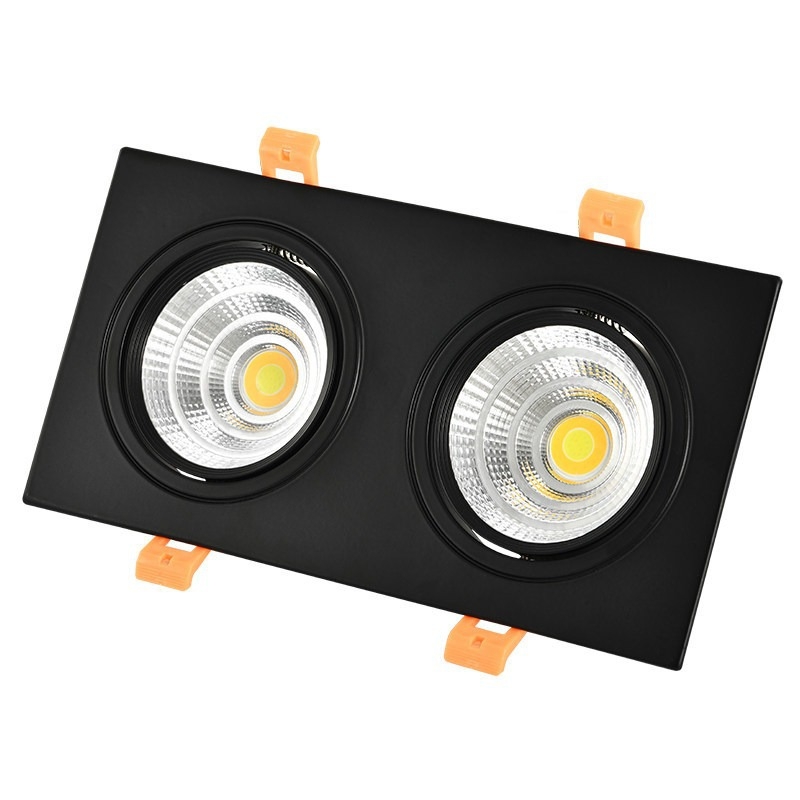 Διπλού κεφαλιού COB LED downlight με αντιθαμβωτικό φωτισμό, εντοιχισμένο, κατάλληλο για καταστήματα ενδυμάτων, σαλόνια, υπνοδωμάτια, διαδρόμους και αίθουσες μελέτης