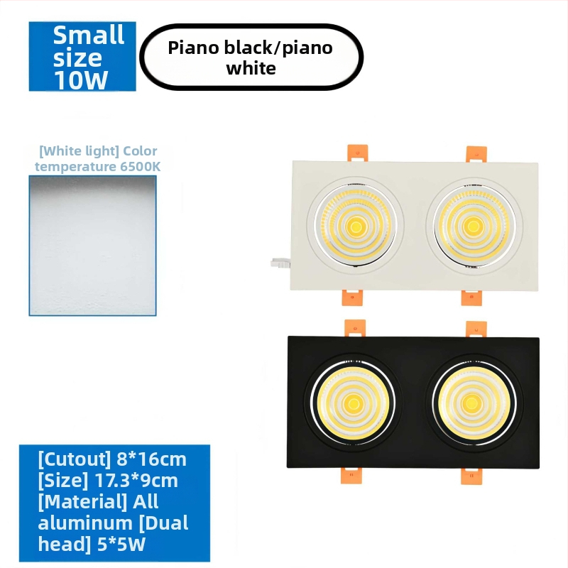 Διπλού κεφαλιού COB LED downlight με αντιθαμβωτικό φωτισμό, εντοιχισμένο, κατάλληλο για καταστήματα ενδυμάτων, σαλόνια, υπνοδωμάτια, διαδρόμους και αίθουσες μελέτης