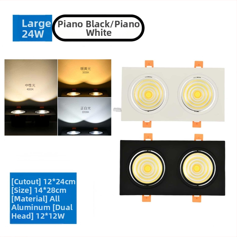 Διπλού κεφαλιού COB LED downlight με αντιθαμβωτικό φωτισμό, εντοιχισμένο, κατάλληλο για καταστήματα ενδυμάτων, σαλόνια, υπνοδωμάτια, διαδρόμους και αίθουσες μελέτης