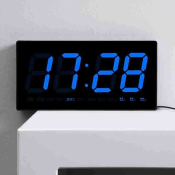 Ceas digital multifuncțional cu ecran mare și LED, design modern pentru sufragerie