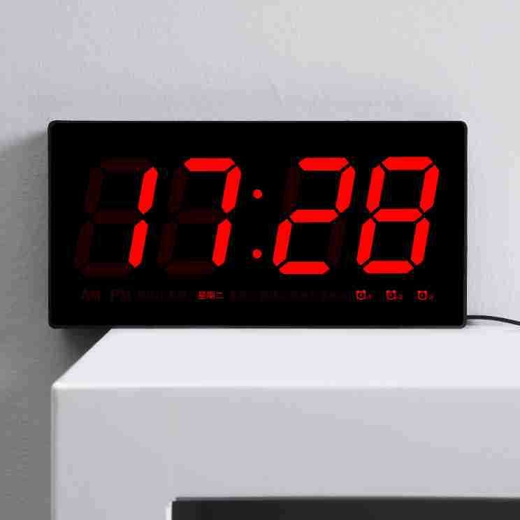 Ceas digital multifuncțional cu ecran mare și LED, design modern pentru sufragerie