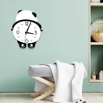 Ceas de perete panda cu picioare care se balansează, design simplu pentru sufragerie, dormitor și restaurant, ceas silențios cu cuarț