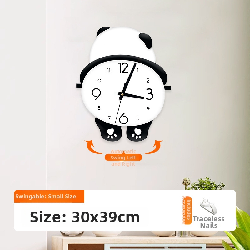 Ceas de perete panda cu picioare care se balansează, design simplu pentru sufragerie, dormitor și restaurant, ceas silențios cu cuarț