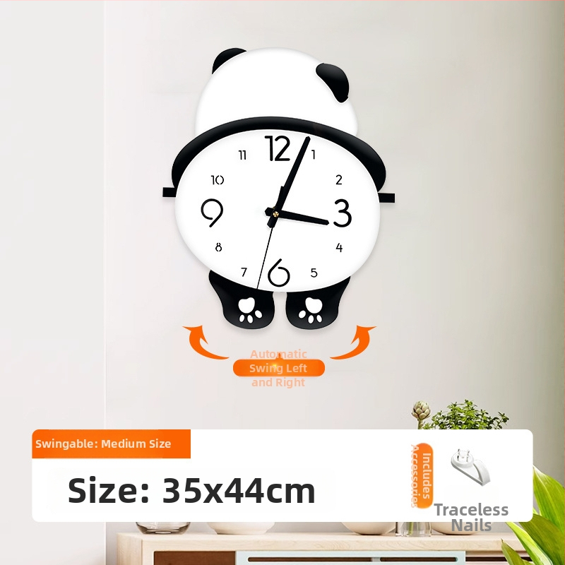 Ceas de perete panda cu picioare care se balansează, design simplu pentru sufragerie, dormitor și restaurant, ceas silențios cu cuarț