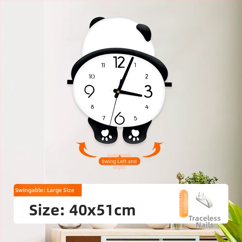 Ceas de perete panda cu picioare care se balansează, design simplu pentru sufragerie, dormitor și restaurant, ceas silențios cu cuarț