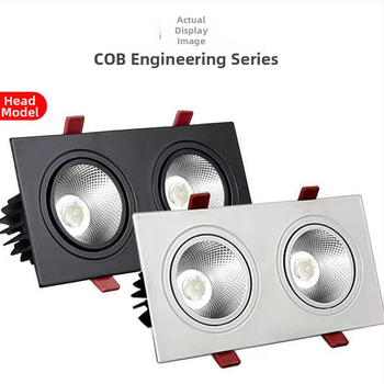 COB τετράγωνο φωτιστικό προβολέα με σχάρα, LED downlight οροφής με μία, δύο ή τρεις κεφαλές για εμπορικά κέντρα, αίθουσες έκθεσης και σαλόνια