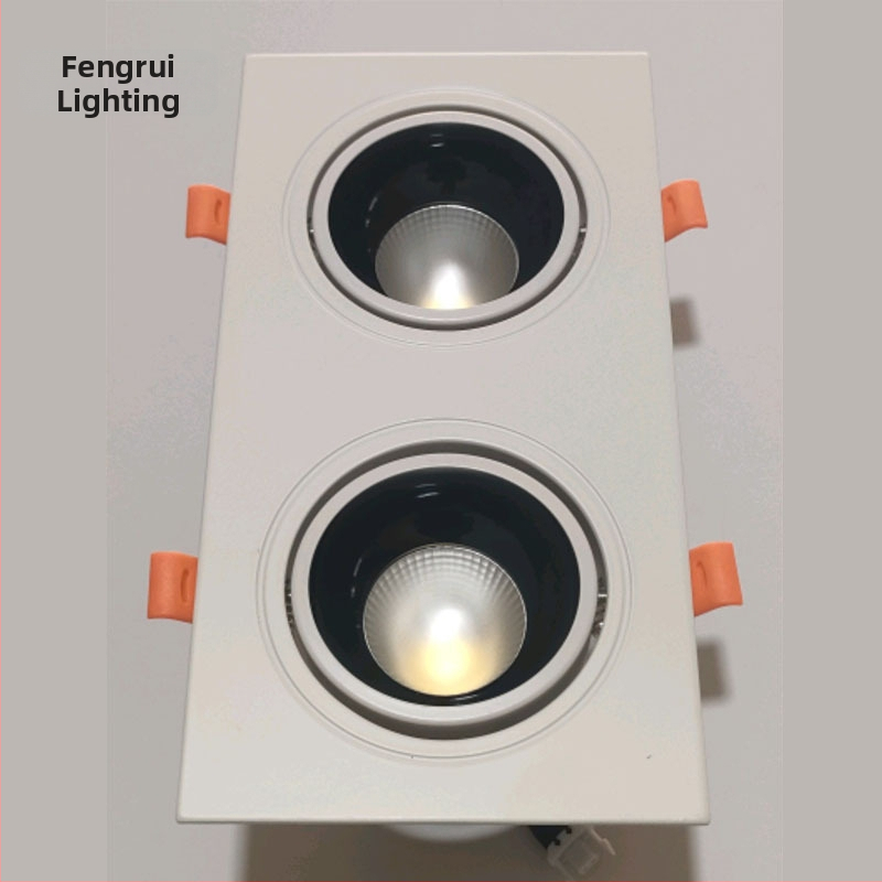 COB τετράγωνο φωτιστικό προβολέα με σχάρα, LED downlight οροφής με μία, δύο ή τρεις κεφαλές για εμπορικά κέντρα, αίθουσες έκθεσης και σαλόνια