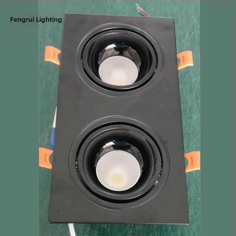 COB τετράγωνο φωτιστικό προβολέα με σχάρα, LED downlight οροφής με μία, δύο ή τρεις κεφαλές για εμπορικά κέντρα, αίθουσες έκθεσης και σαλόνια