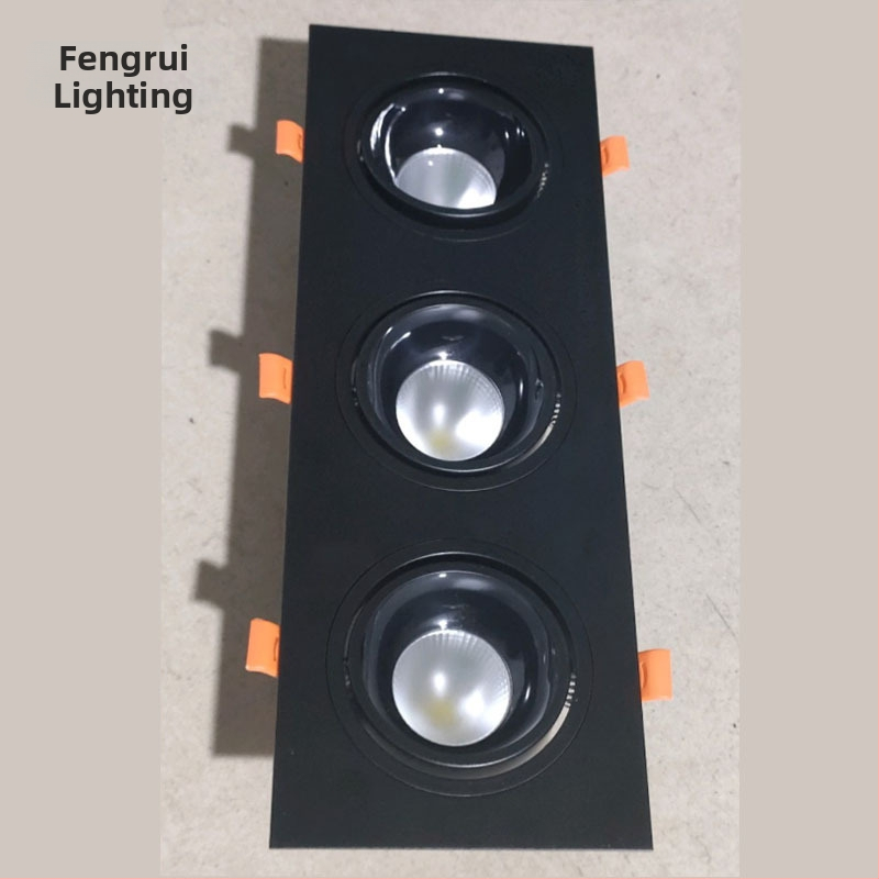 COB τετράγωνο φωτιστικό προβολέα με σχάρα, LED downlight οροφής με μία, δύο ή τρεις κεφαλές για εμπορικά κέντρα, αίθουσες έκθεσης και σαλόνια
