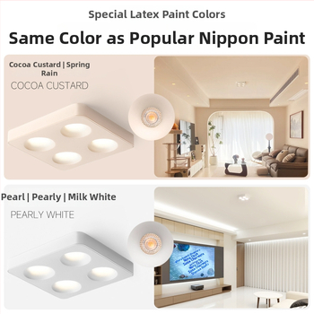 Τετράγωνος επιφανειακά τοποθετημένος downlight οροφής με τέσσερα ultra-thin κεφαλές, για σαλόνι και υπνοδωμάτιο, φωτιστικό οροφής σε vintage cream στυλ φιλικό προς τα μάτια