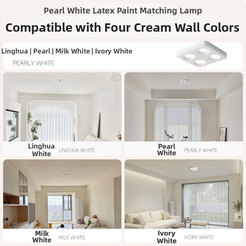 Τετράγωνος επιφανειακά τοποθετημένος downlight οροφής με τέσσερα ultra-thin κεφαλές, για σαλόνι και υπνοδωμάτιο, φωτιστικό οροφής σε vintage cream στυλ φιλικό προς τα μάτια