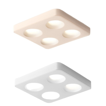 Τετράγωνος επιφανειακά τοποθετημένος downlight οροφής με τέσσερα ultra-thin κεφαλές, για σαλόνι και υπνοδωμάτιο, φωτιστικό οροφής σε vintage cream στυλ φιλικό προς τα μάτια